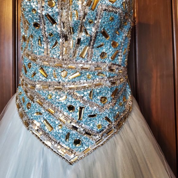Terani Couture Jeweled Baby Blue Ball Gown - Picture 2 of 10